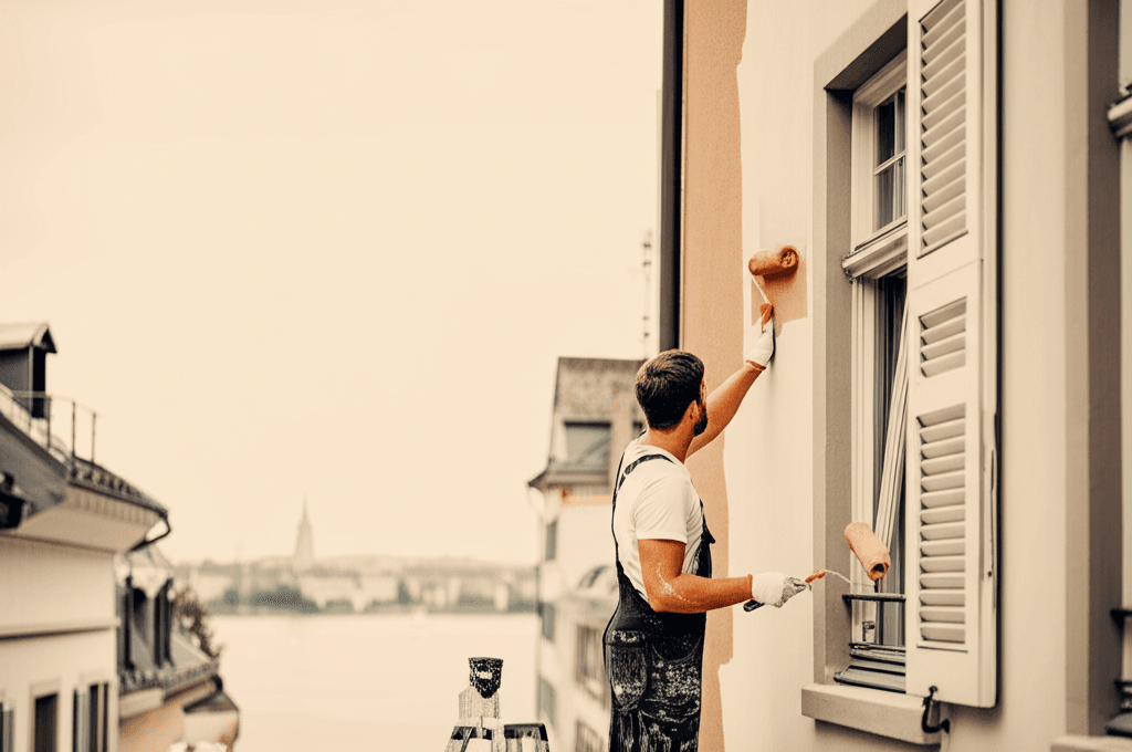 Professioneller Maler bei der Arbeit